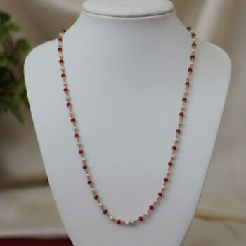 Roselle Pearl Ruby Beaded Necklace (RPR-BN-0008)