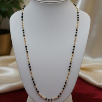 Onyx Grace Black Bead Gold Chain Necklace (OGBB-CN-0011)