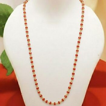 Classic Red & Gold Beaded Long Chain Necklace (CRGBL-CN-0001)