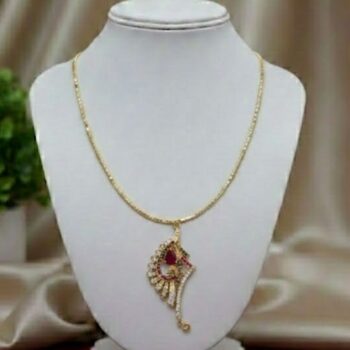 Royal Ruby Stone Designer Gold Pendant Necklace (PN-RBY-DS-GD-5184)