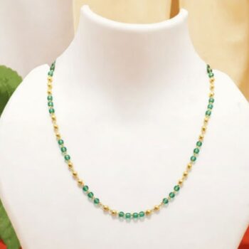 Green Beaded Gold Chain Necklace (GC-GRN-BD-4120)
