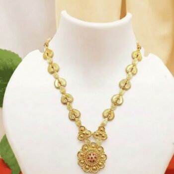Classic Floral Temple Gold Necklace (CFTGN-1056)