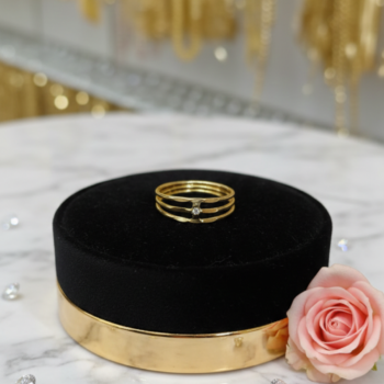Golden Trio Band Stone Ring (RGR-023)