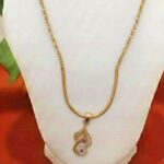 Elegant Gold Teardrop Swirl Pendant Necklace (EGTS-PN-1180)