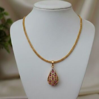 Royal Teardrop Ruby Gold Pendant Necklace (RTRG-PN-0004)