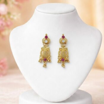 Regal Ruby Temple Drop Earrings (RRT-DE-0015)