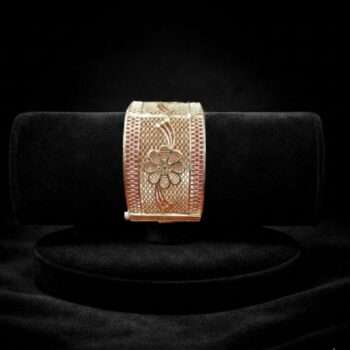 Premium Gold-Plated Floral Pattern Kada Bracelet (PGPFP-KB-0018)