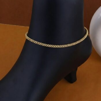 Classic Gold-Plated Rope Chain Anklet (CGPR-CA-0024)