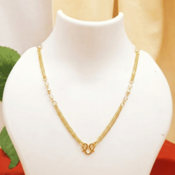 Delicate Beaded Gold Link Chain Necklace DBGC-1032