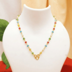 Rainbow Crystal Beaded Gold Chain Necklace (RCGC-1047)