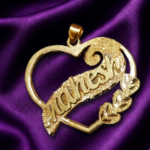 Floral Ribbon Heart Personalized Name Pendant FRNP-7815