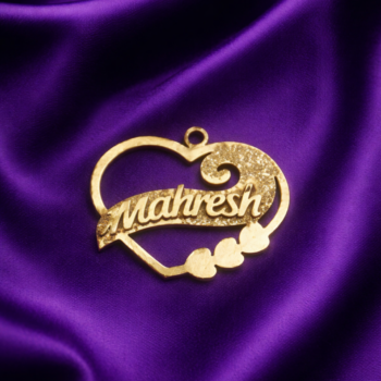 Designer Wave Heart Name Pendant DWH-M-008