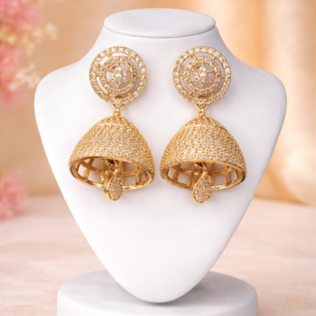 Golden Bell-shaped Diamond Earrings