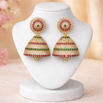 Traditional Red & Green Gemstone Earrings TRG-001