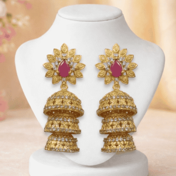 The Royal Ruby Tiered Jhumka RRJ-001